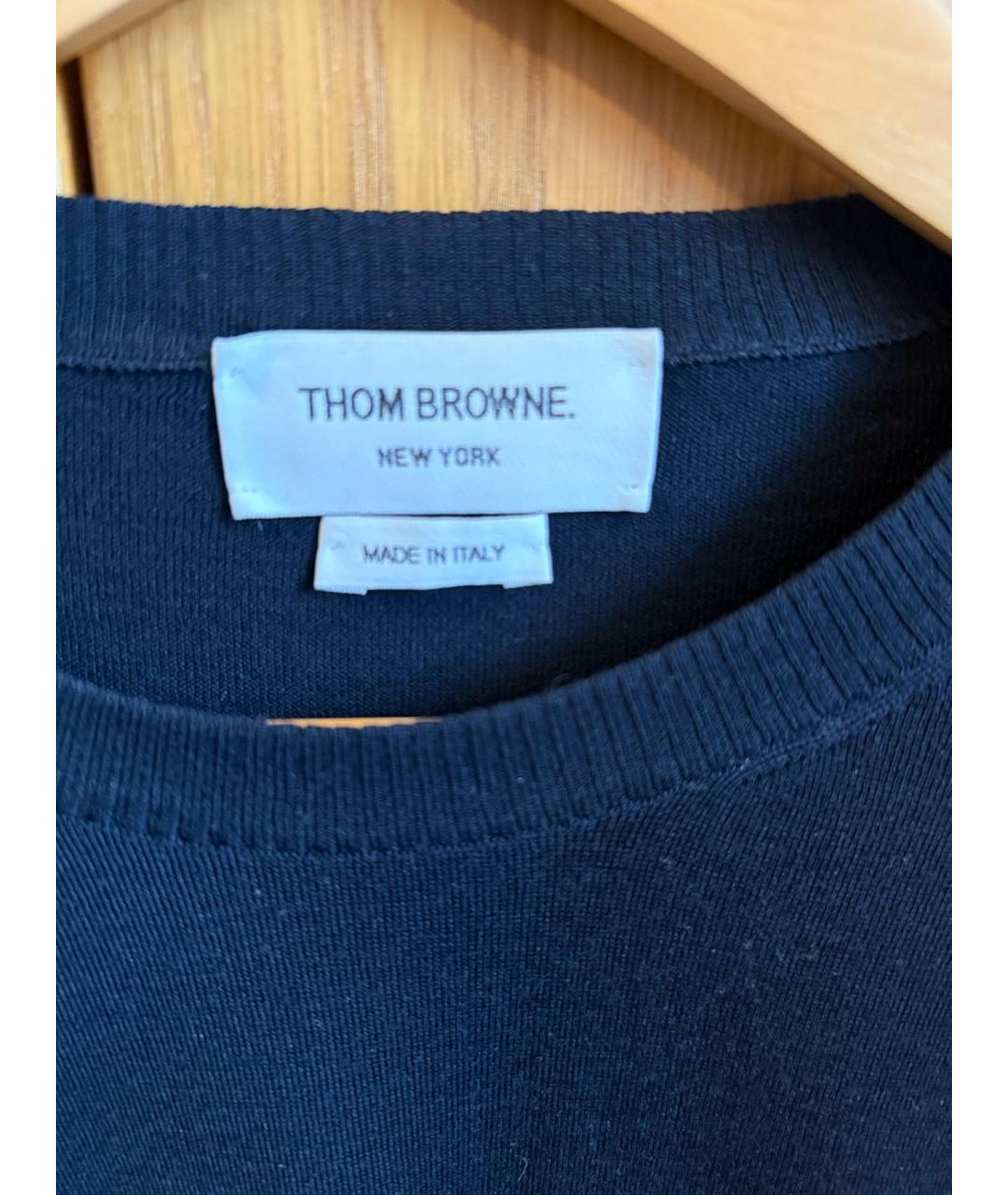 THOM BROWNE Темно-синий шерстяной джемпер / свитер, фото 3