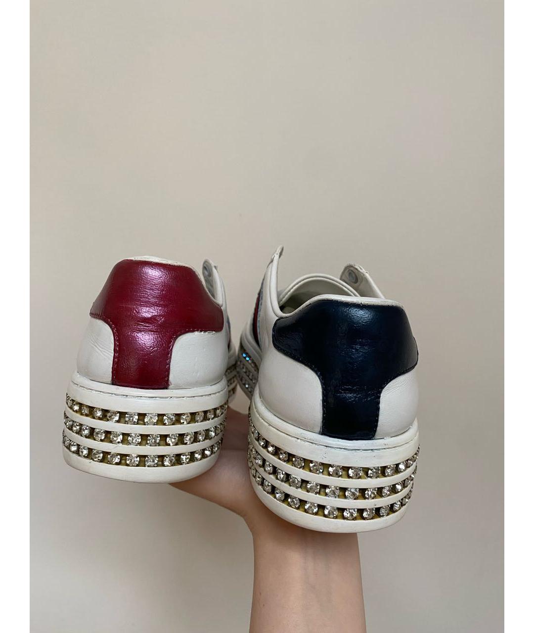 GUCCI Белые кожаные кеды, фото 3