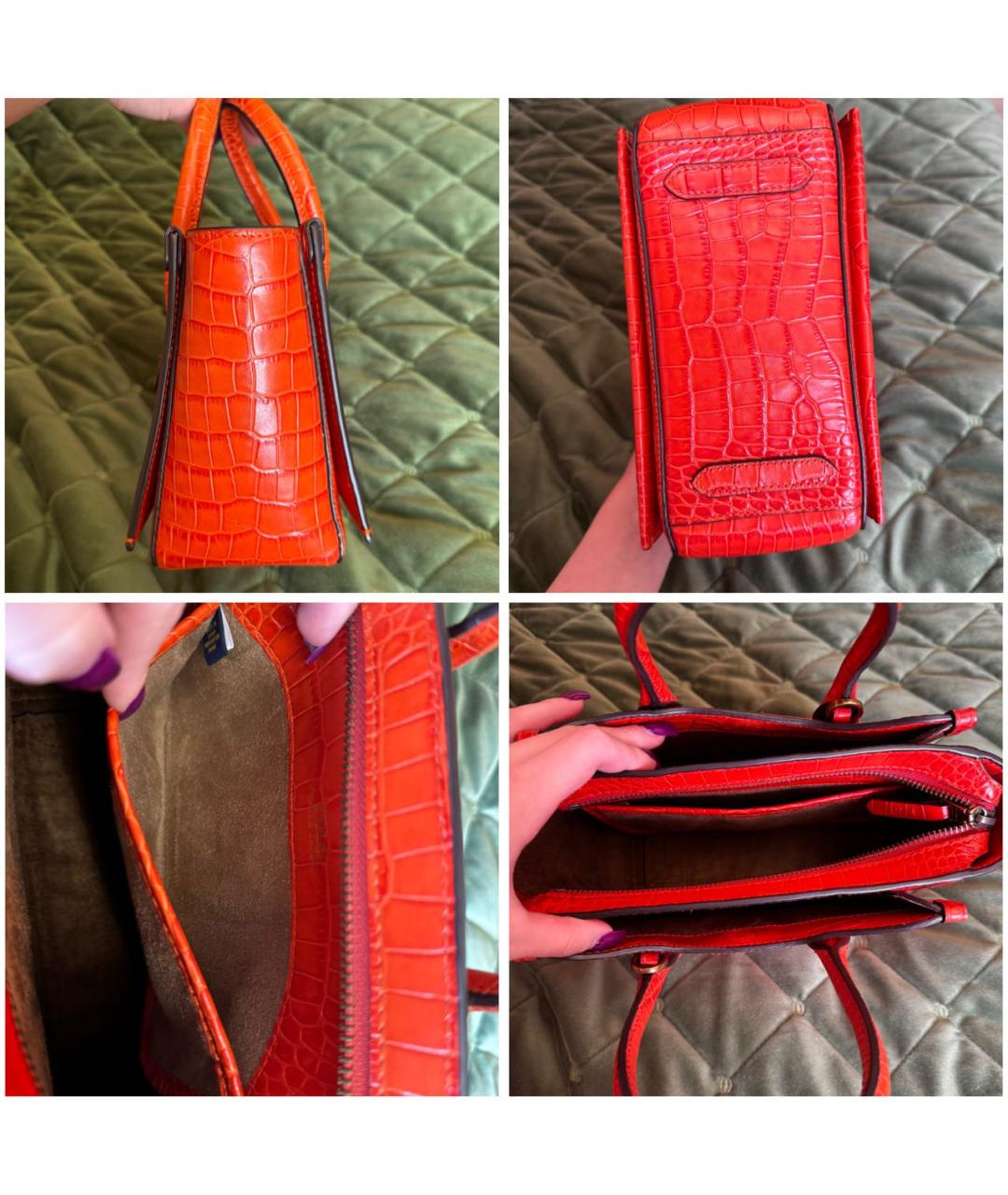POLO RALPH LAUREN Оранжевая кожаная сумка с короткими ручками, фото 4