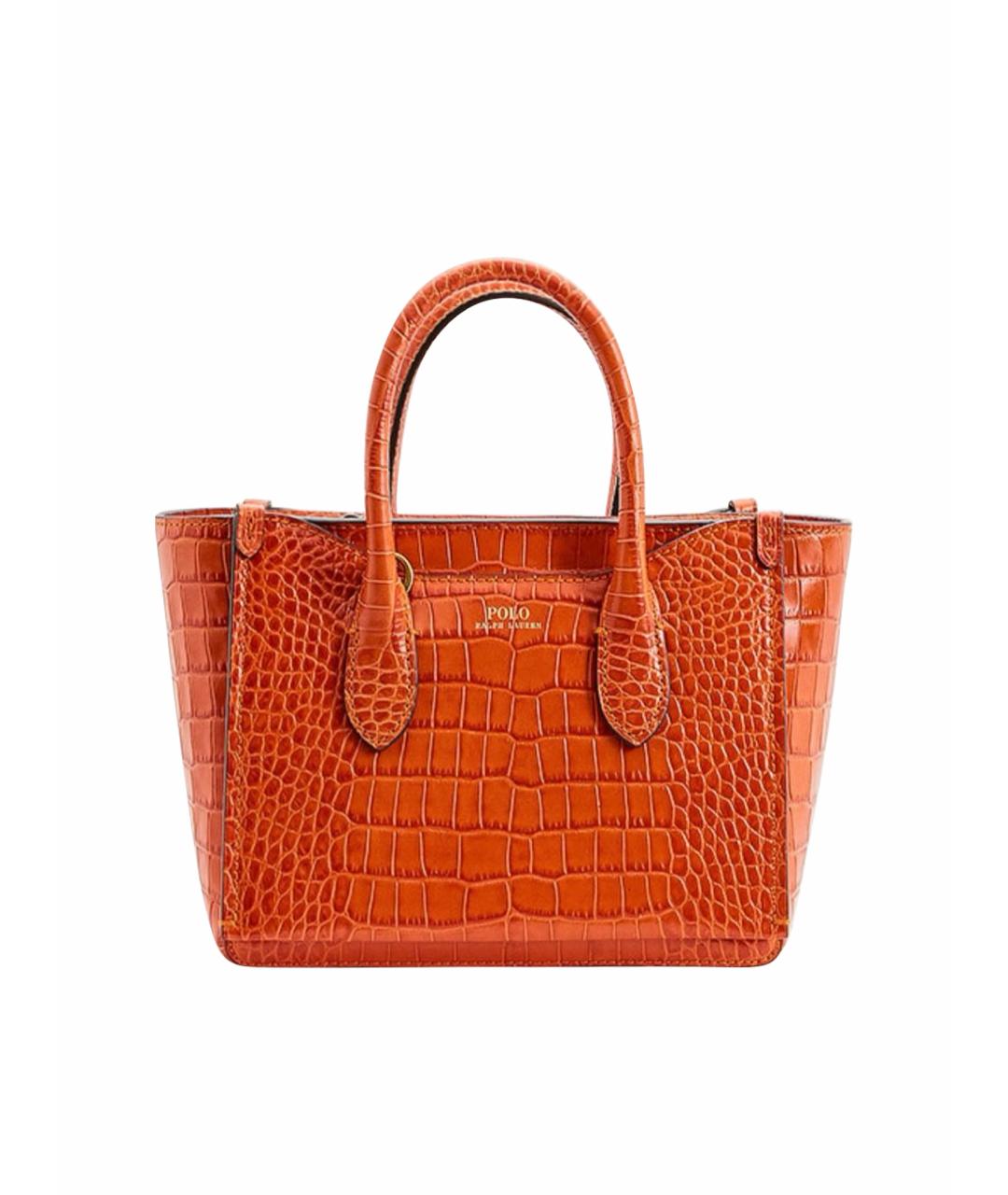 POLO RALPH LAUREN Оранжевая кожаная сумка с короткими ручками, фото 1