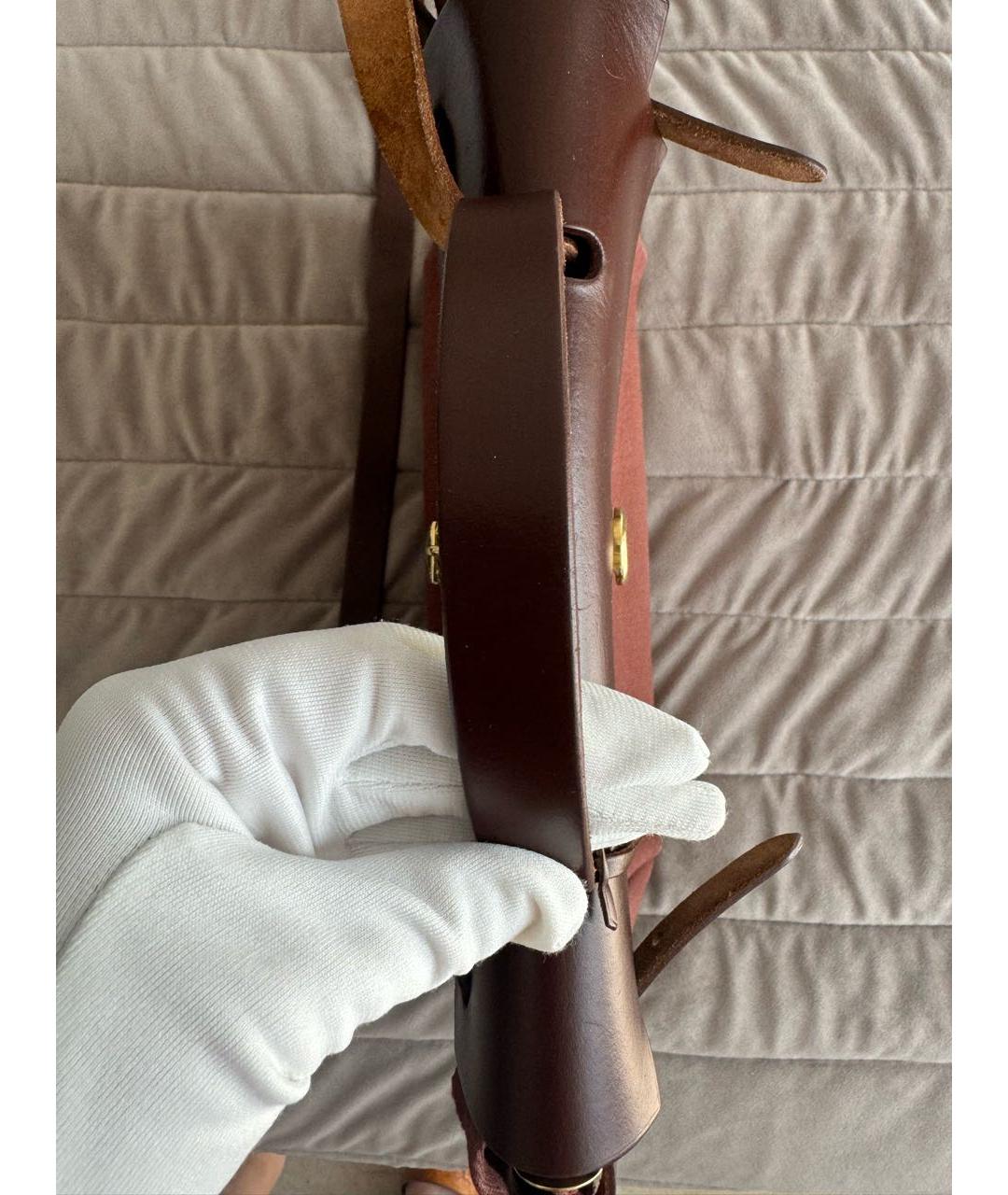 HERMES Коричневая кожаная сумка с короткими ручками, фото 8