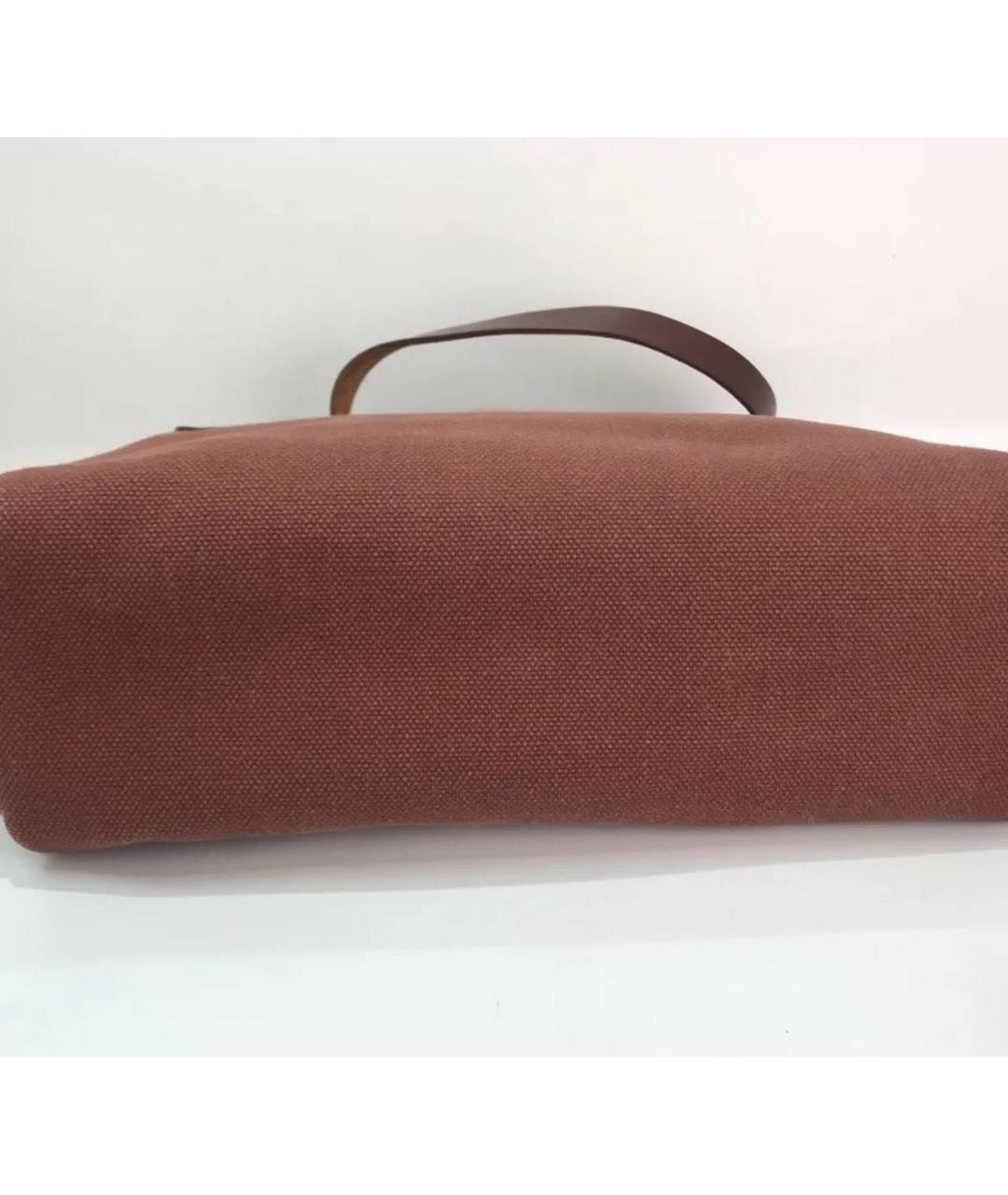 HERMES Коричневая кожаная сумка с короткими ручками, фото 6