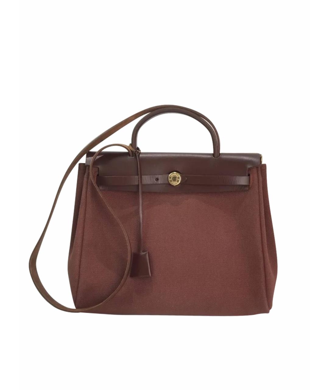 HERMES Коричневая кожаная сумка с короткими ручками, фото 1