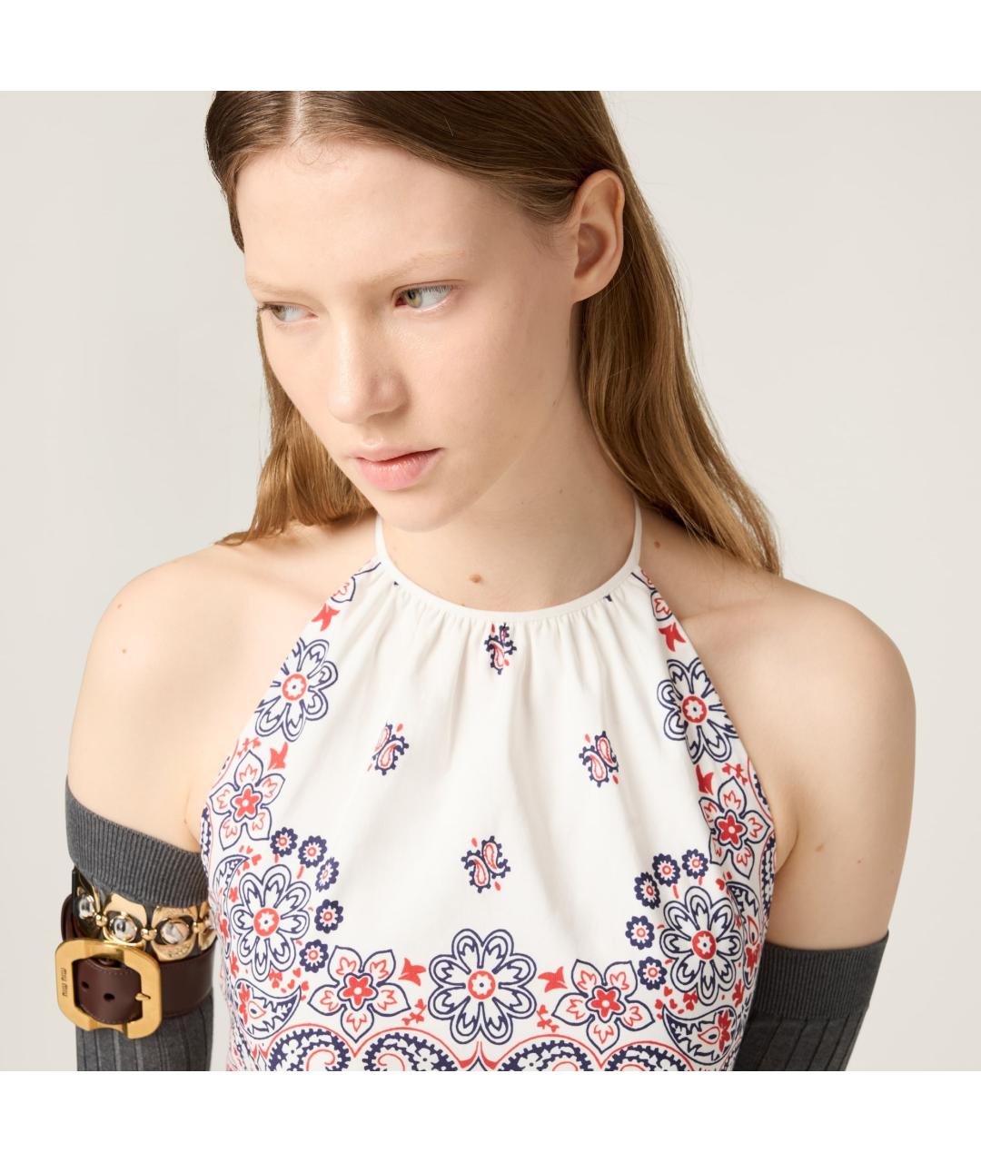 MIU MIU Белая хлопковая майка, фото 4