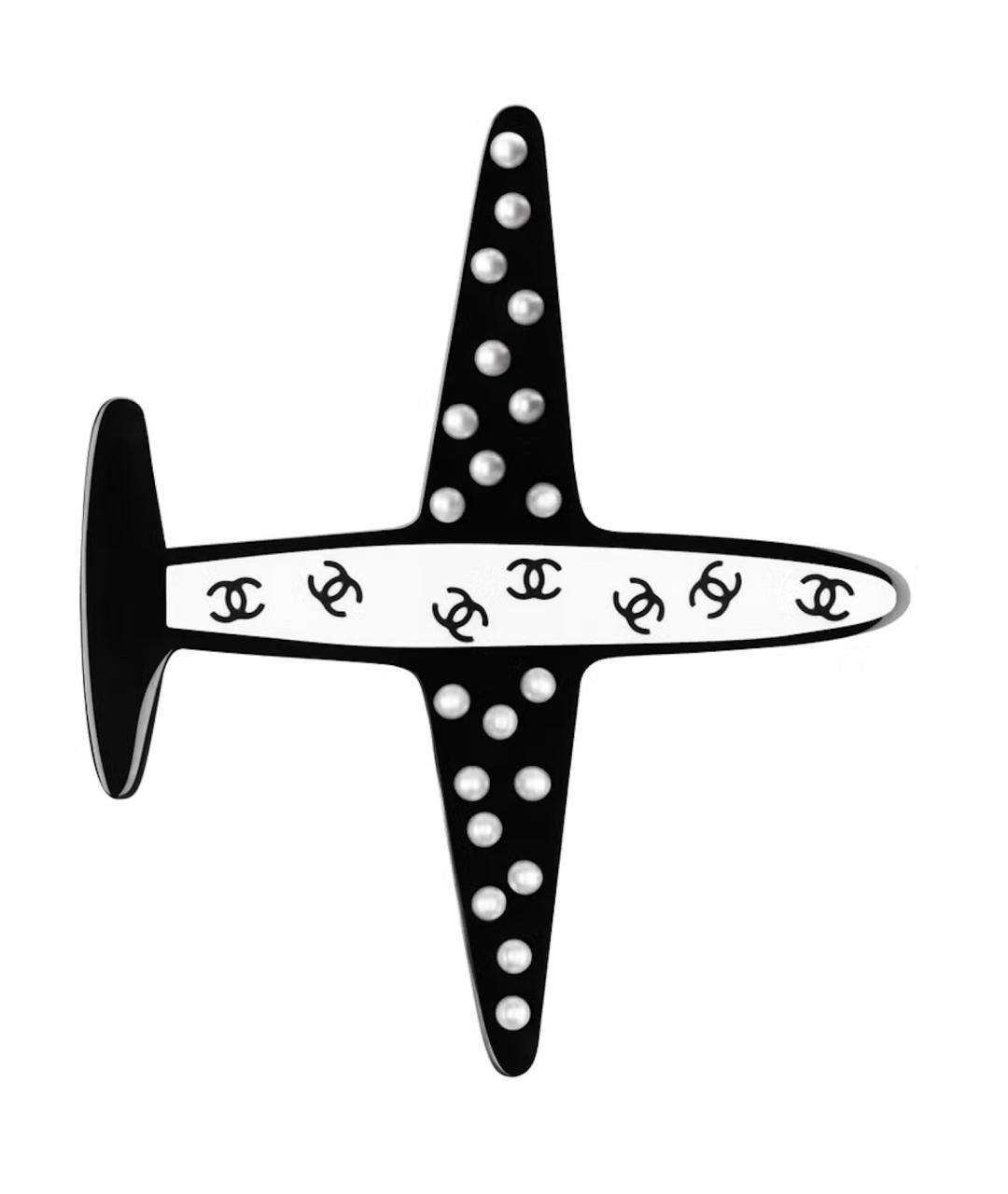 CHANEL Черная пластиковая булавка / брошь, фото 1