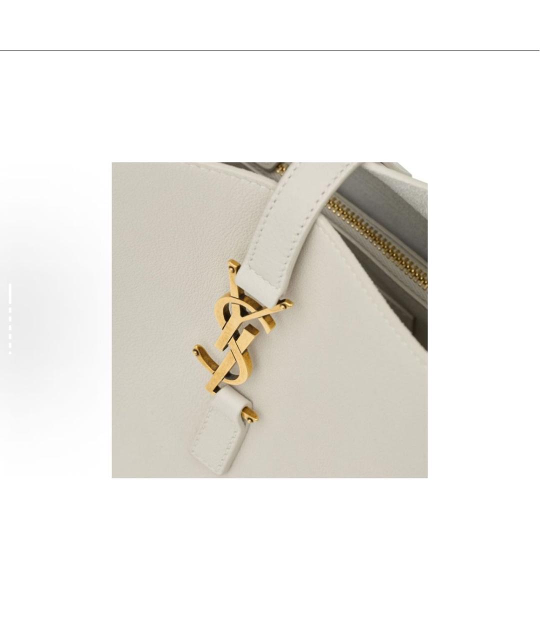 SAINT LAURENT Белая кожаная сумка тоут, фото 5