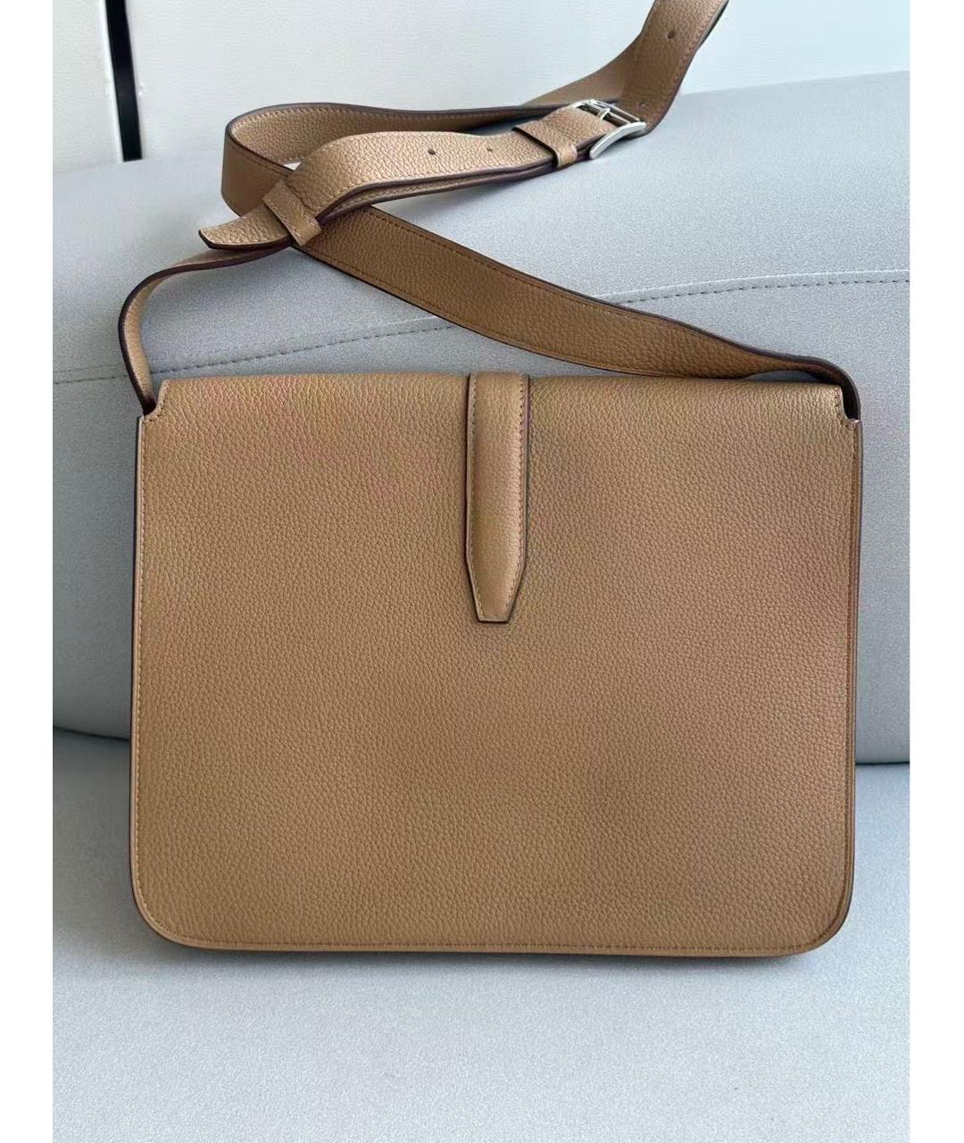 HERMES Бежевая кожаная сумка на плечо, фото 4