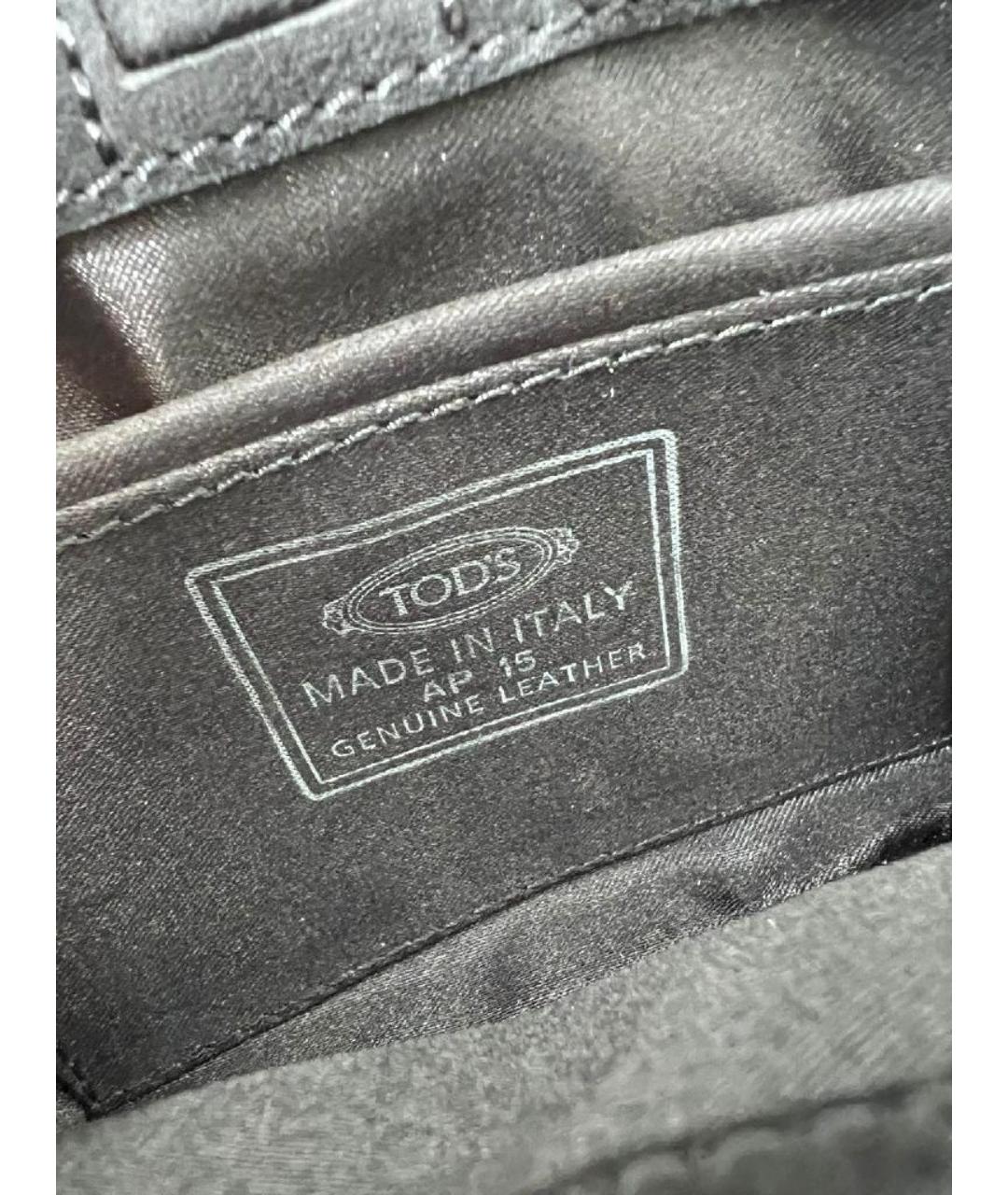 TOD'S Черная хлопковая сумка с короткими ручками, фото 6