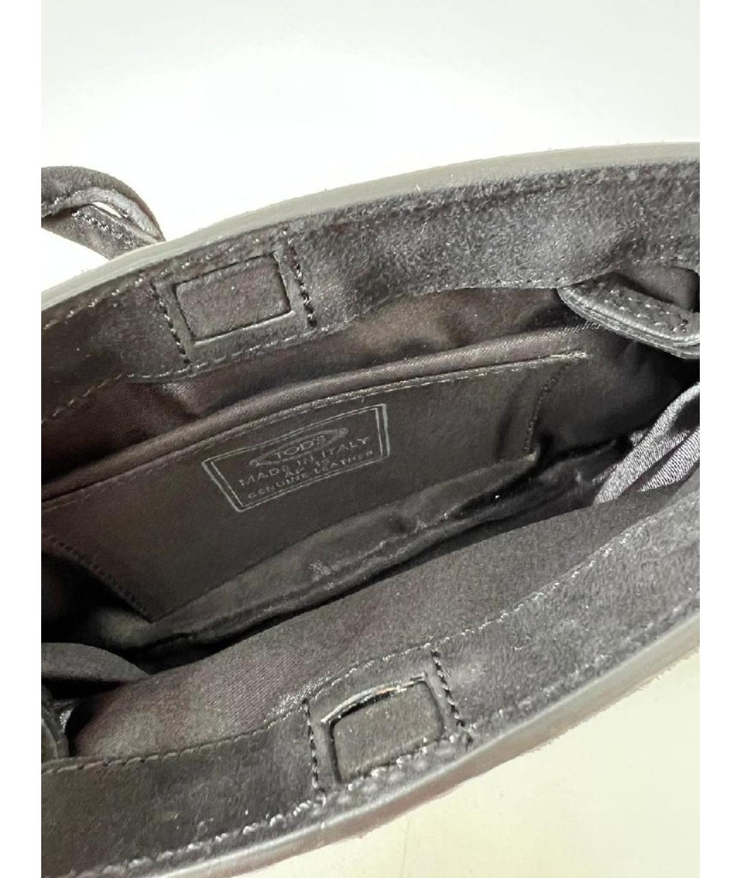 TOD'S Черная хлопковая сумка с короткими ручками, фото 5