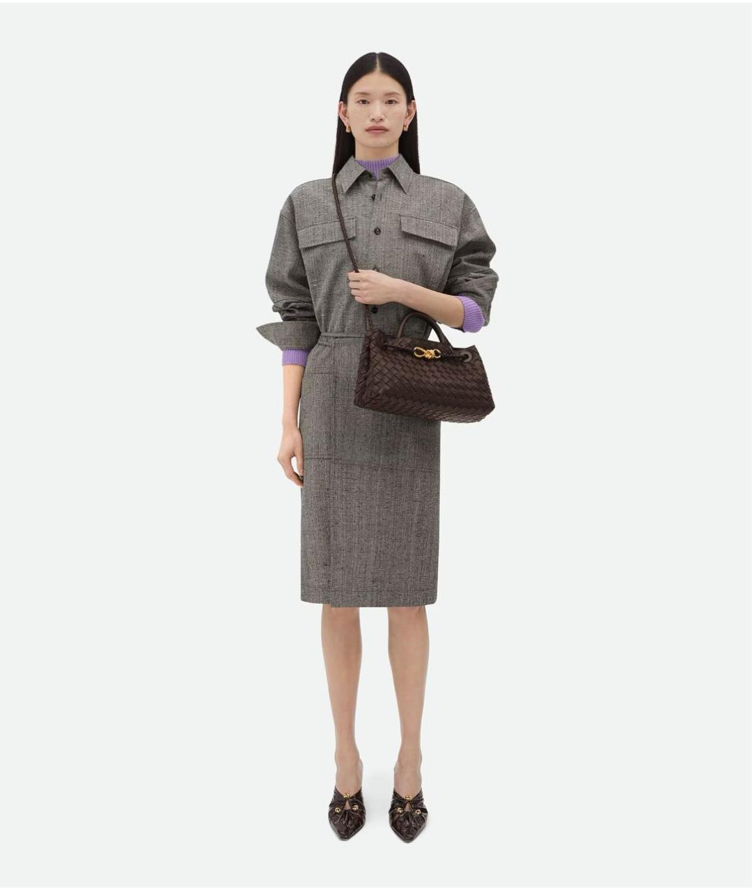 BOTTEGA VENETA Коричневая кожаная сумка через плечо, фото 6