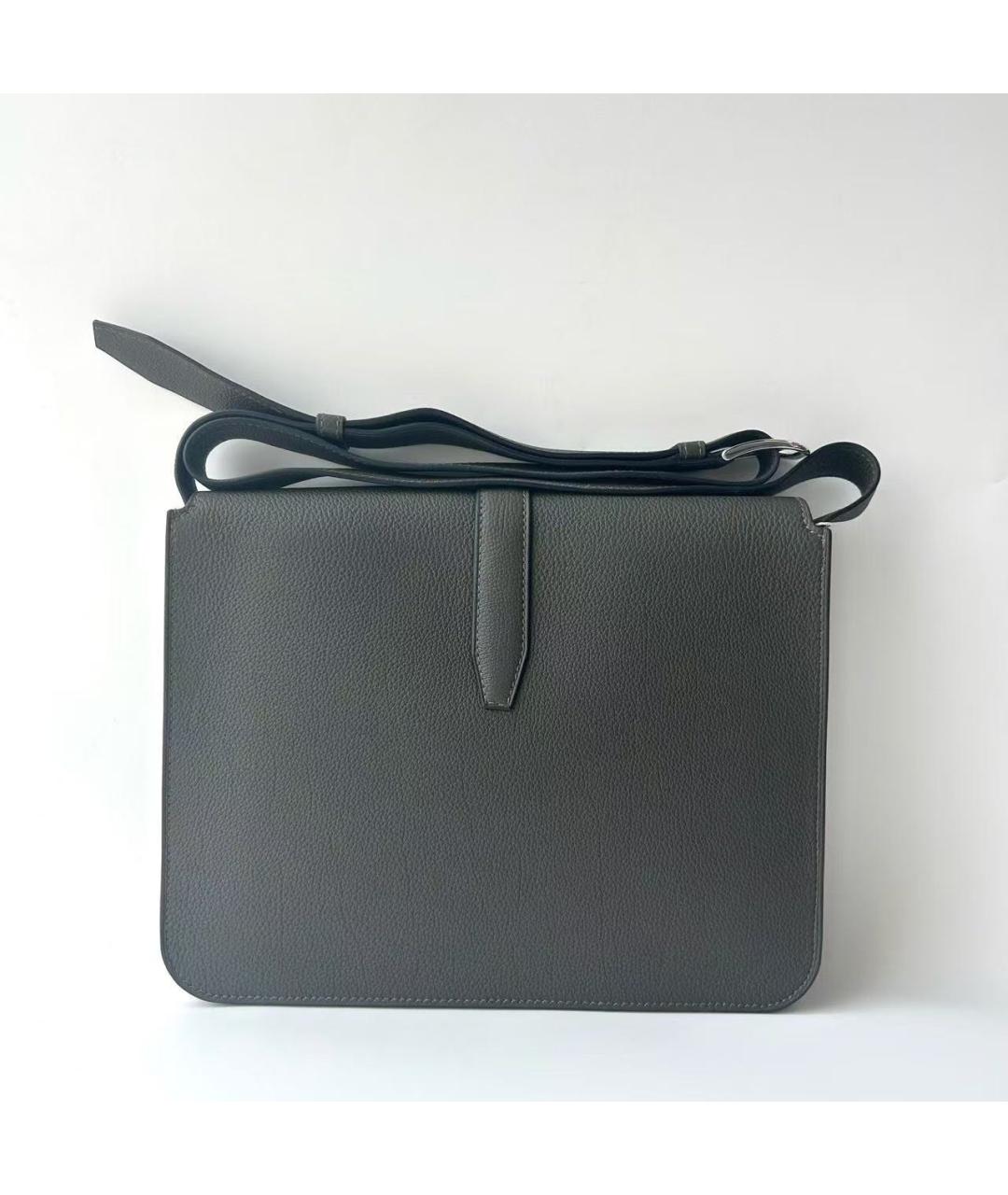 HERMES Антрацитовая кожаная сумка на плечо, фото 4