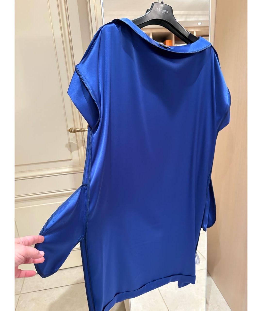 ESCADA Синее ацетатное коктейльное платье, фото 4