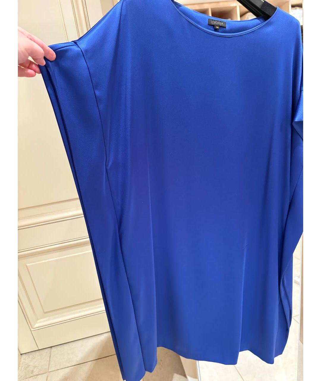 ESCADA Синее ацетатное коктейльное платье, фото 8