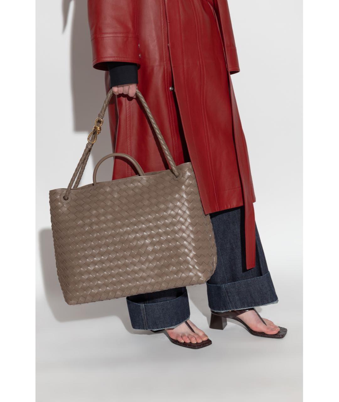 BOTTEGA VENETA Коричневая кожаная сумка с короткими ручками, фото 2