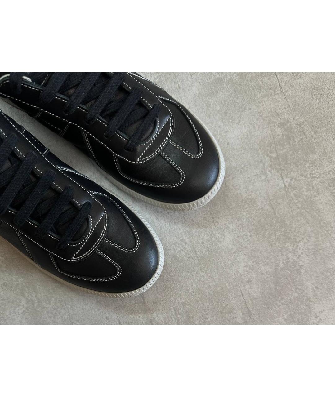 MAISON MARGIELA Черные кожаные кеды, фото 4