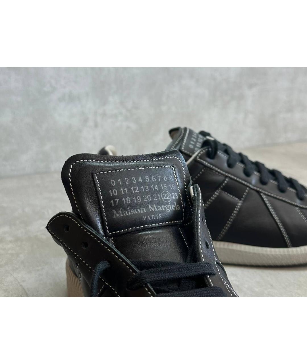 MAISON MARGIELA Черные кожаные кеды, фото 5