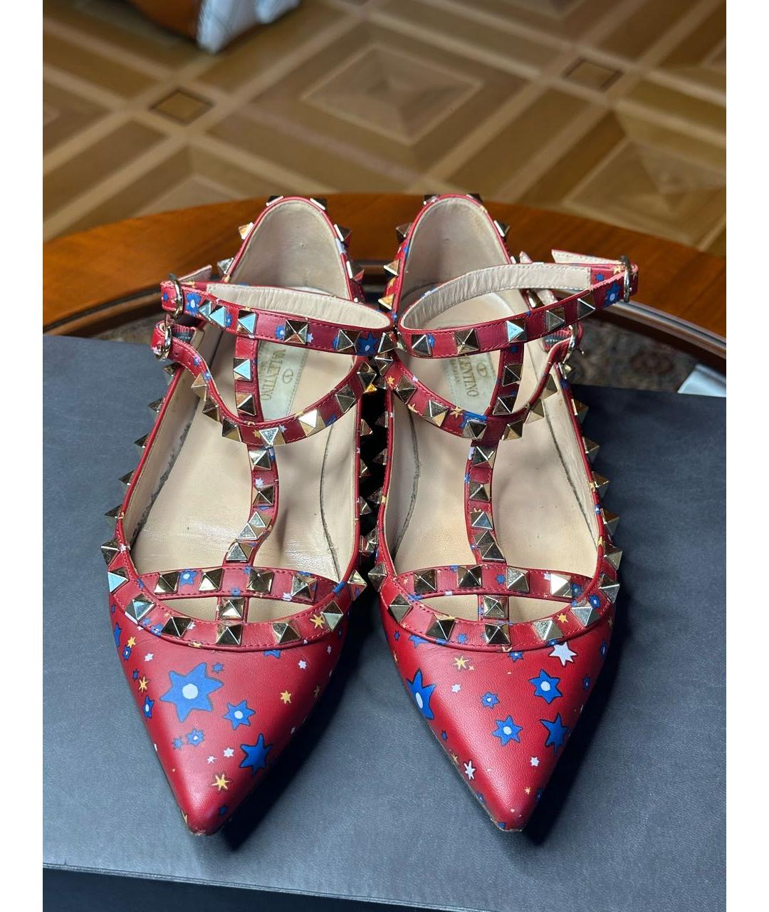 VALENTINO Красные кожаные балетки, фото 2