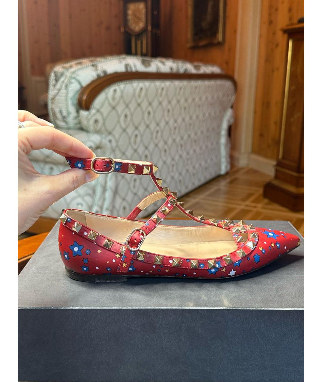 VALENTINO Красные кожаные балетки, фото 3