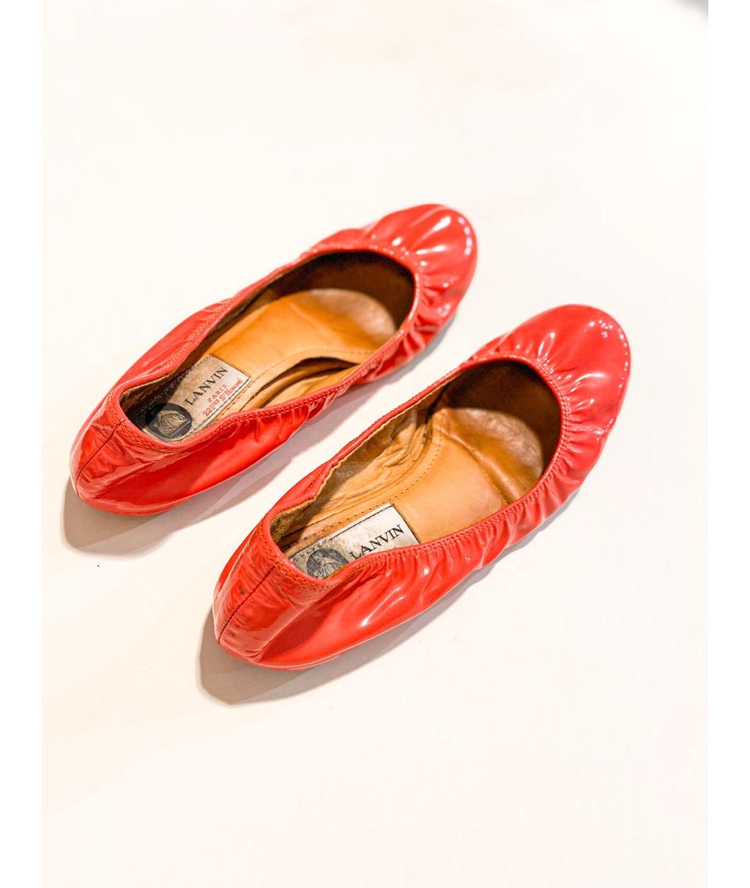 LANVIN Коралловые балетки из лакированной кожи, фото 7