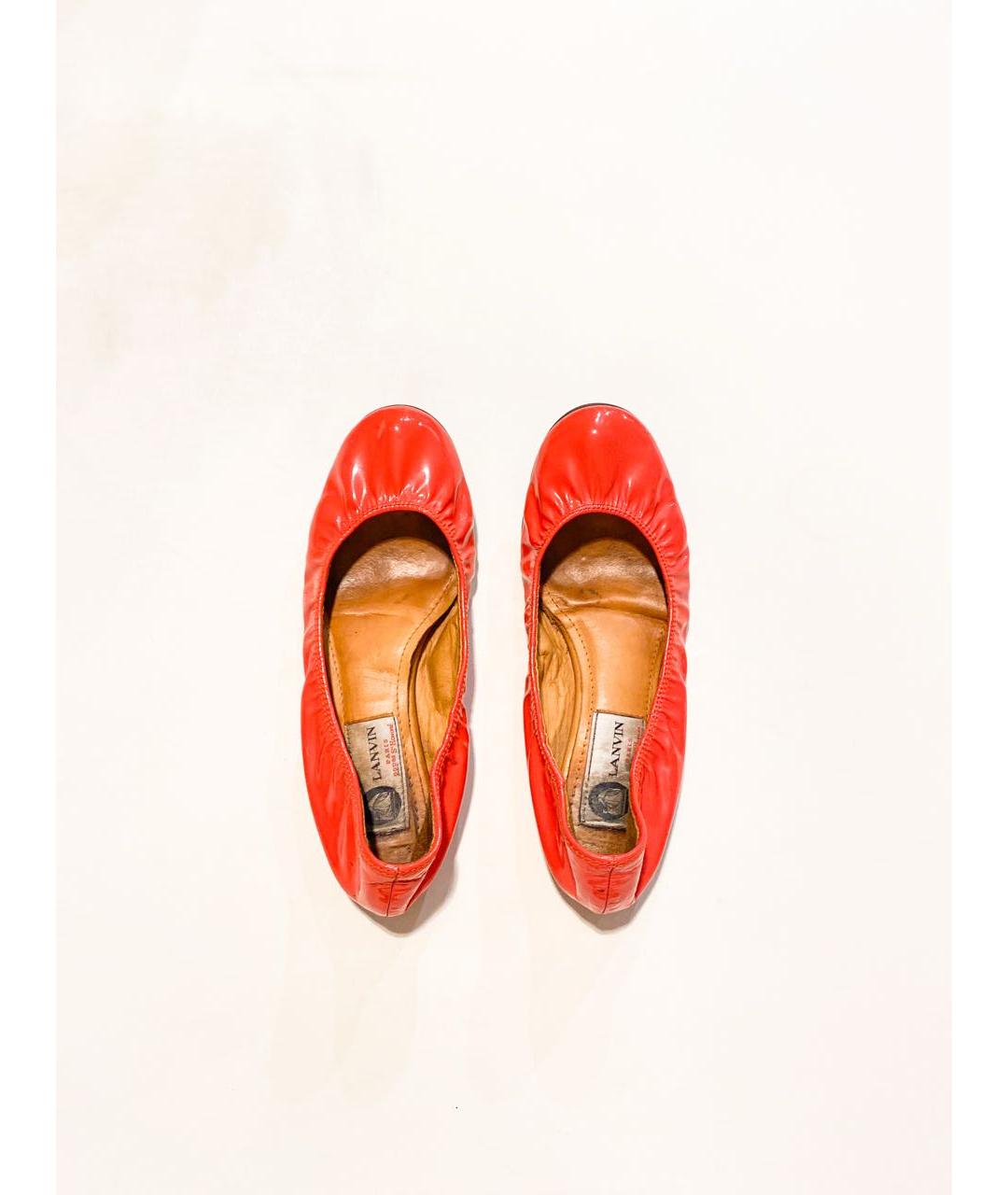 LANVIN Коралловые балетки из лакированной кожи, фото 2