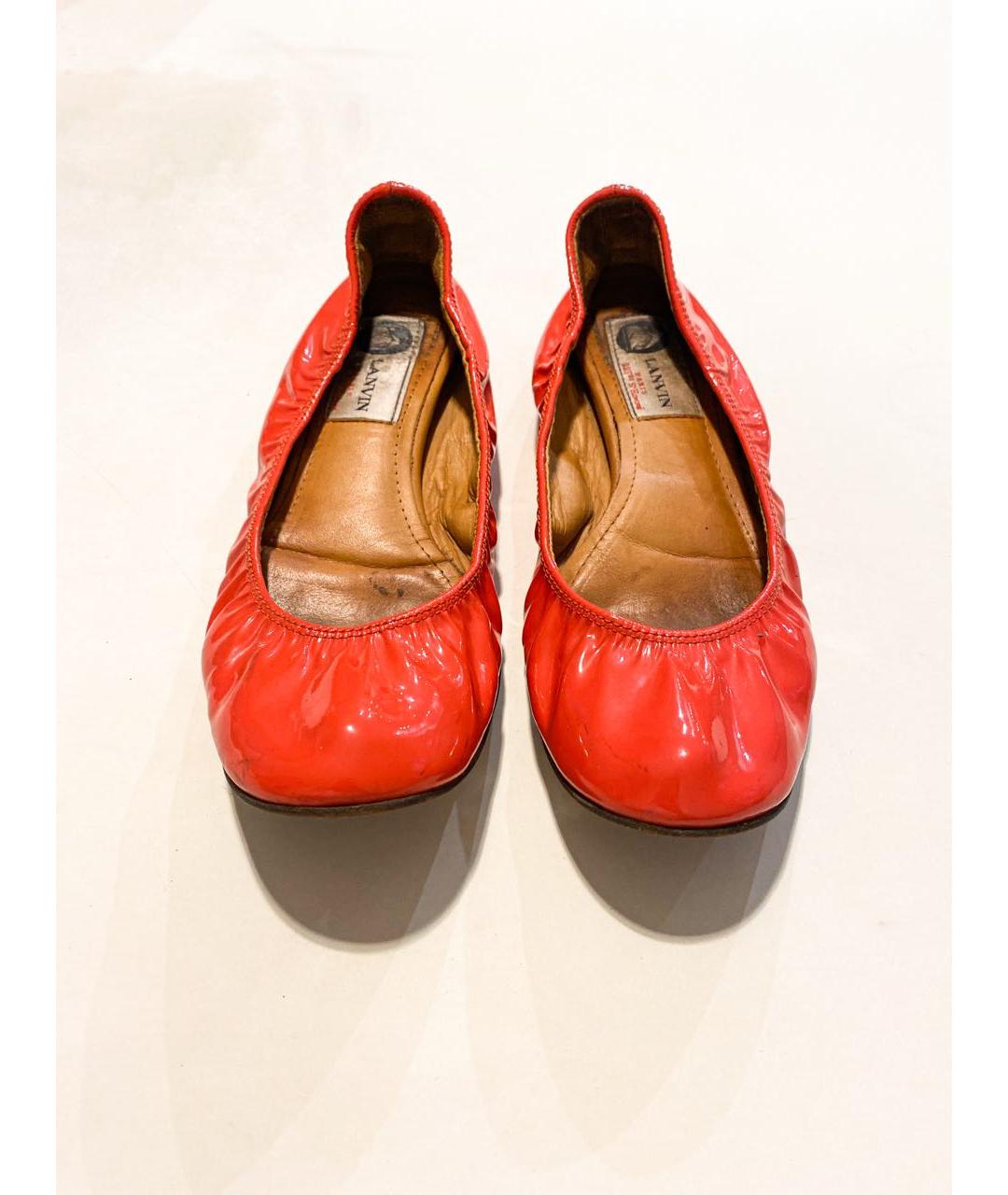 LANVIN Коралловые балетки из лакированной кожи, фото 4
