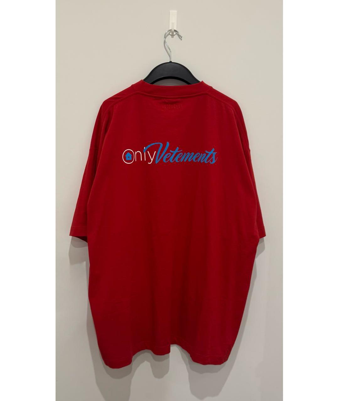 VETEMENTS Красная хлопковая футболка, фото 3