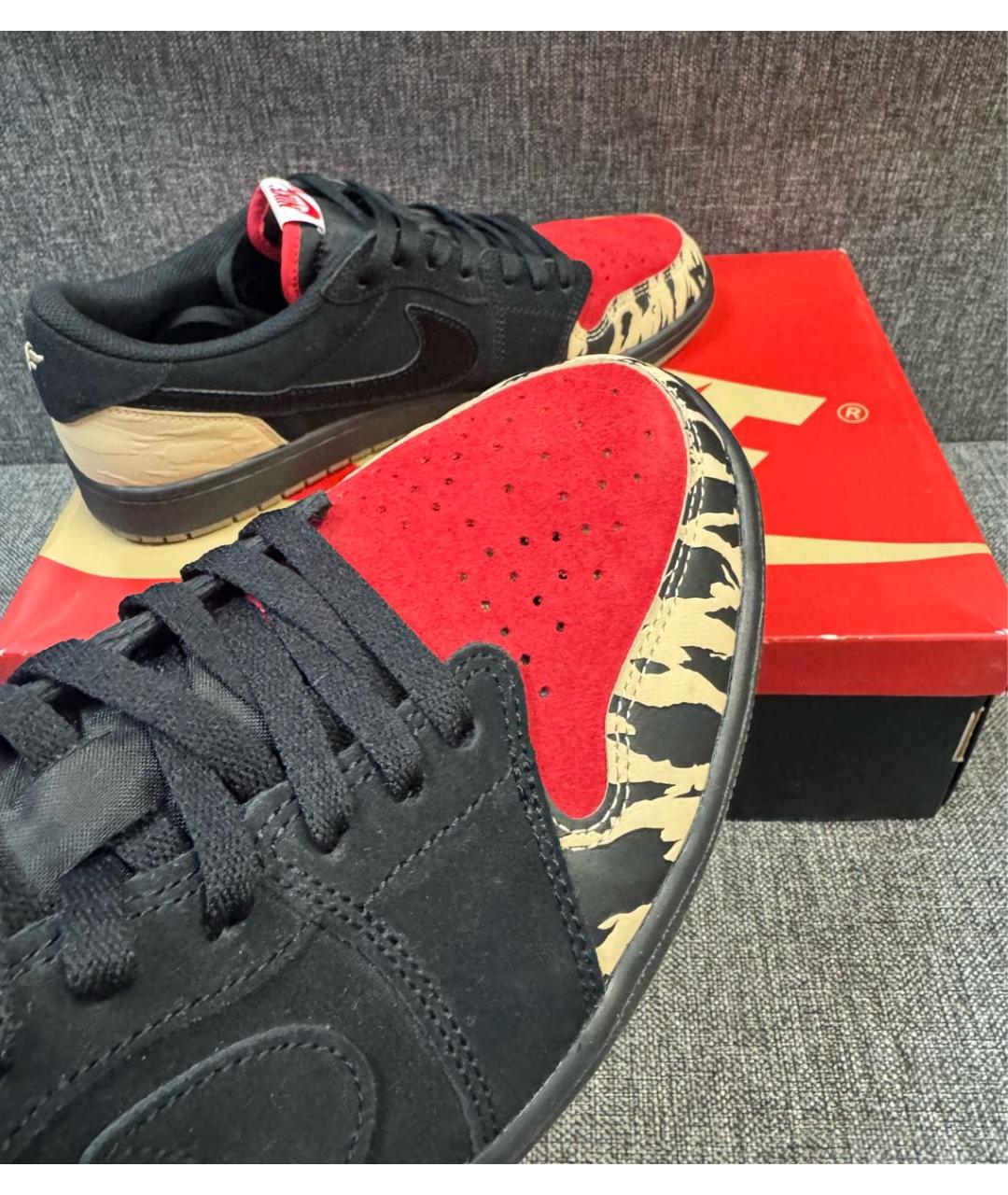 JORDAN Черные замшевые низкие кроссовки / кеды, фото 6