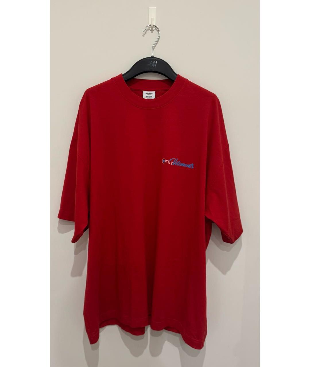 VETEMENTS Красная хлопковая футболка, фото 2