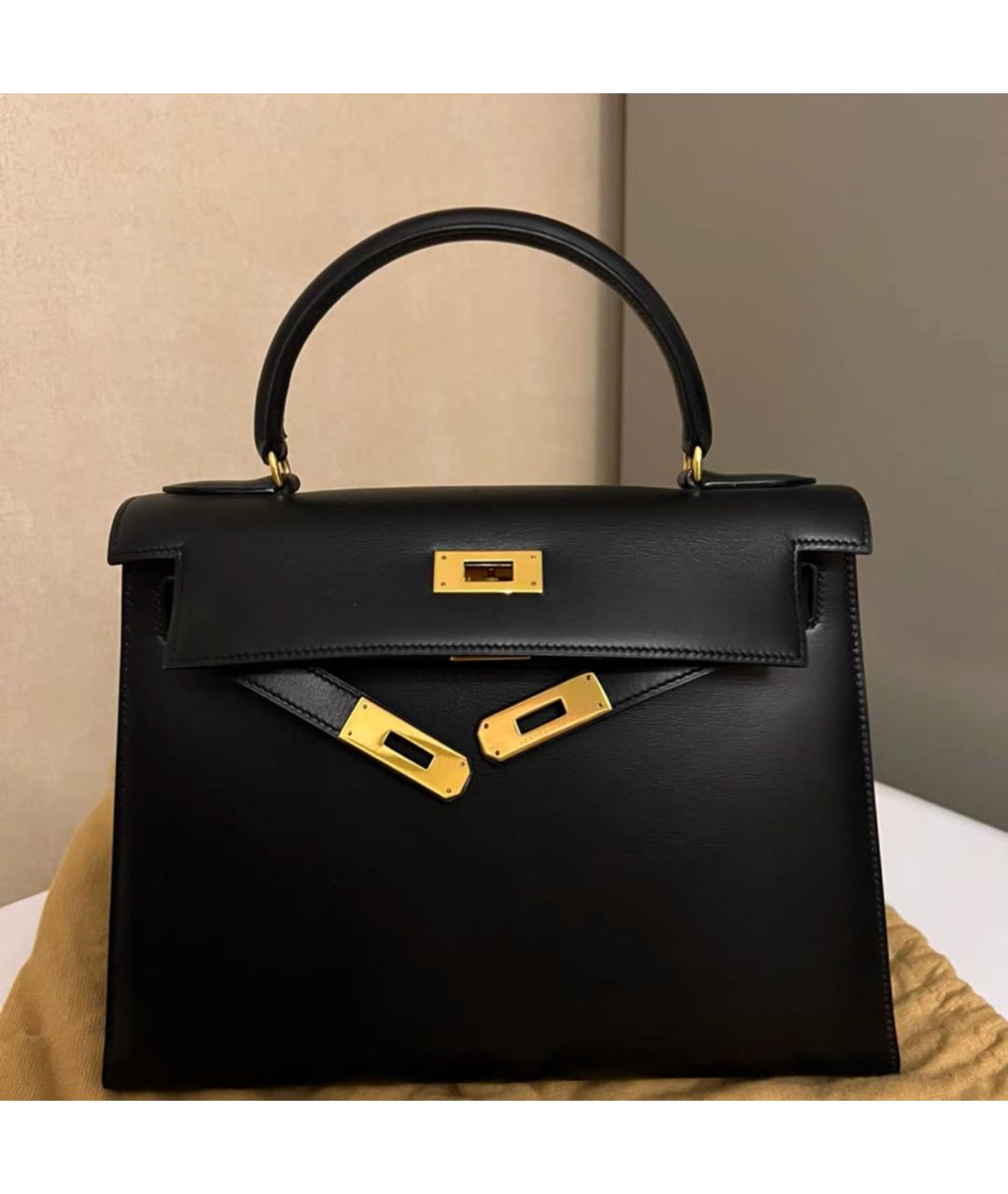 HERMES Черная кожаная сумка с короткими ручками, фото 9