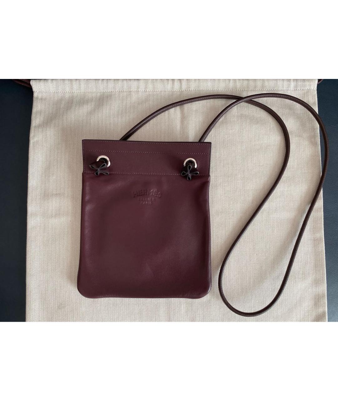 HERMES Бордовая кожаная сумка через плечо, фото 7