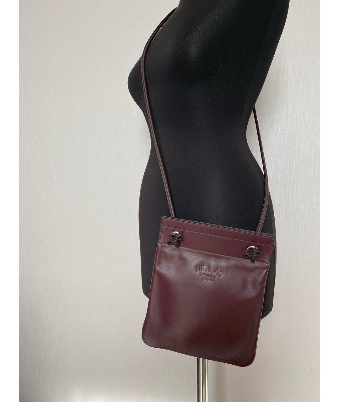 HERMES Бордовая кожаная сумка через плечо, фото 5