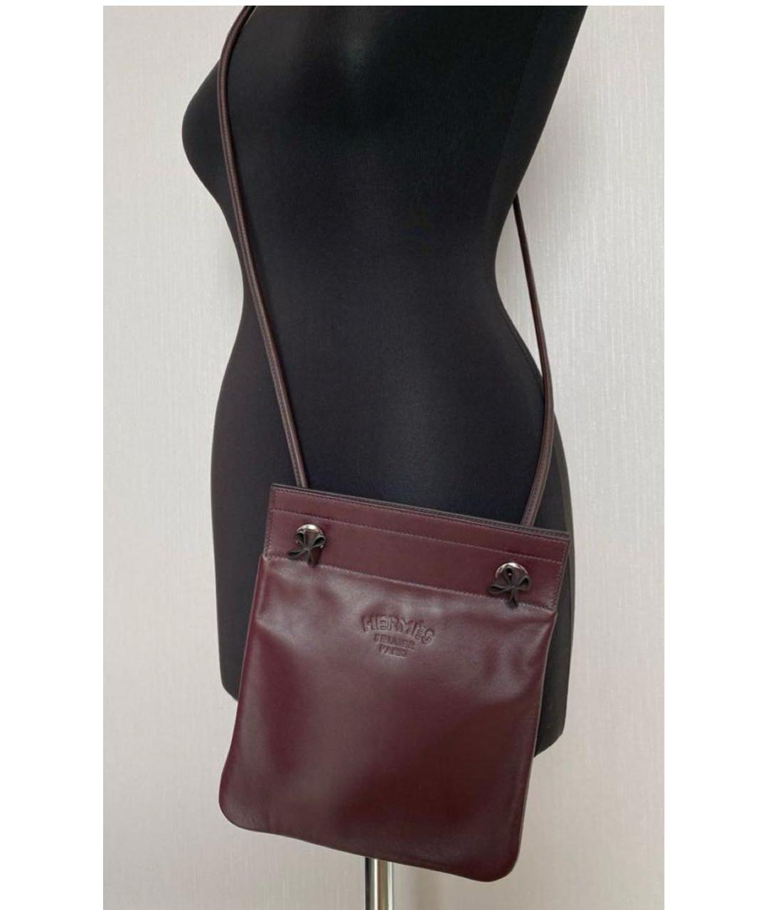 HERMES Бордовая кожаная сумка через плечо, фото 2