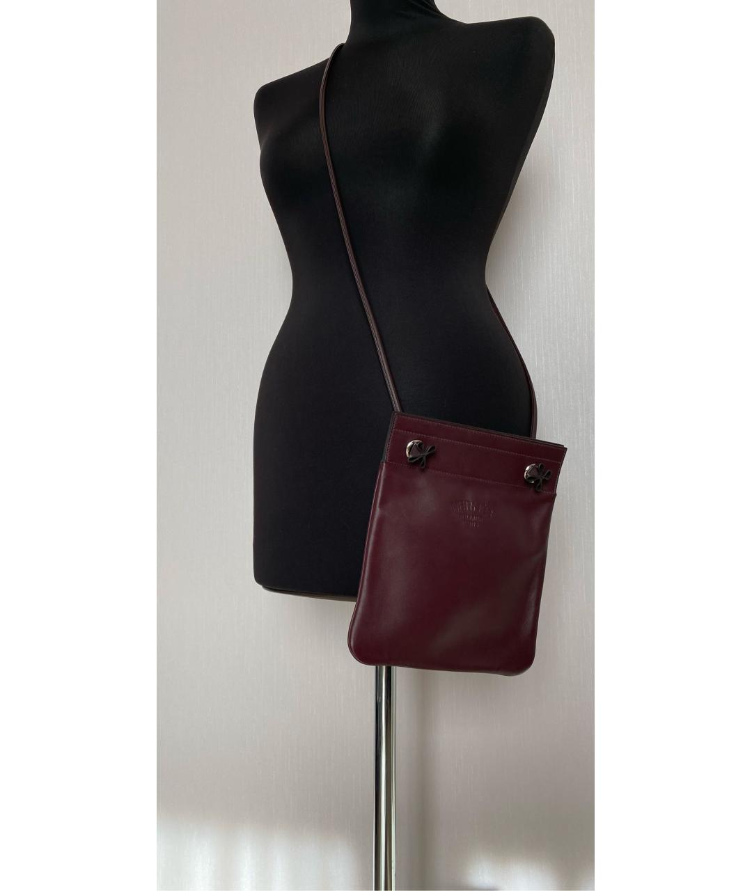 HERMES Бордовая кожаная сумка через плечо, фото 6