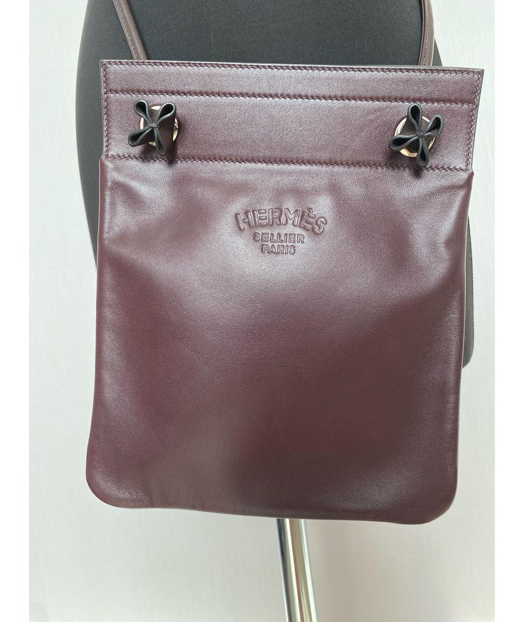 HERMES Бордовая кожаная сумка через плечо, фото 4