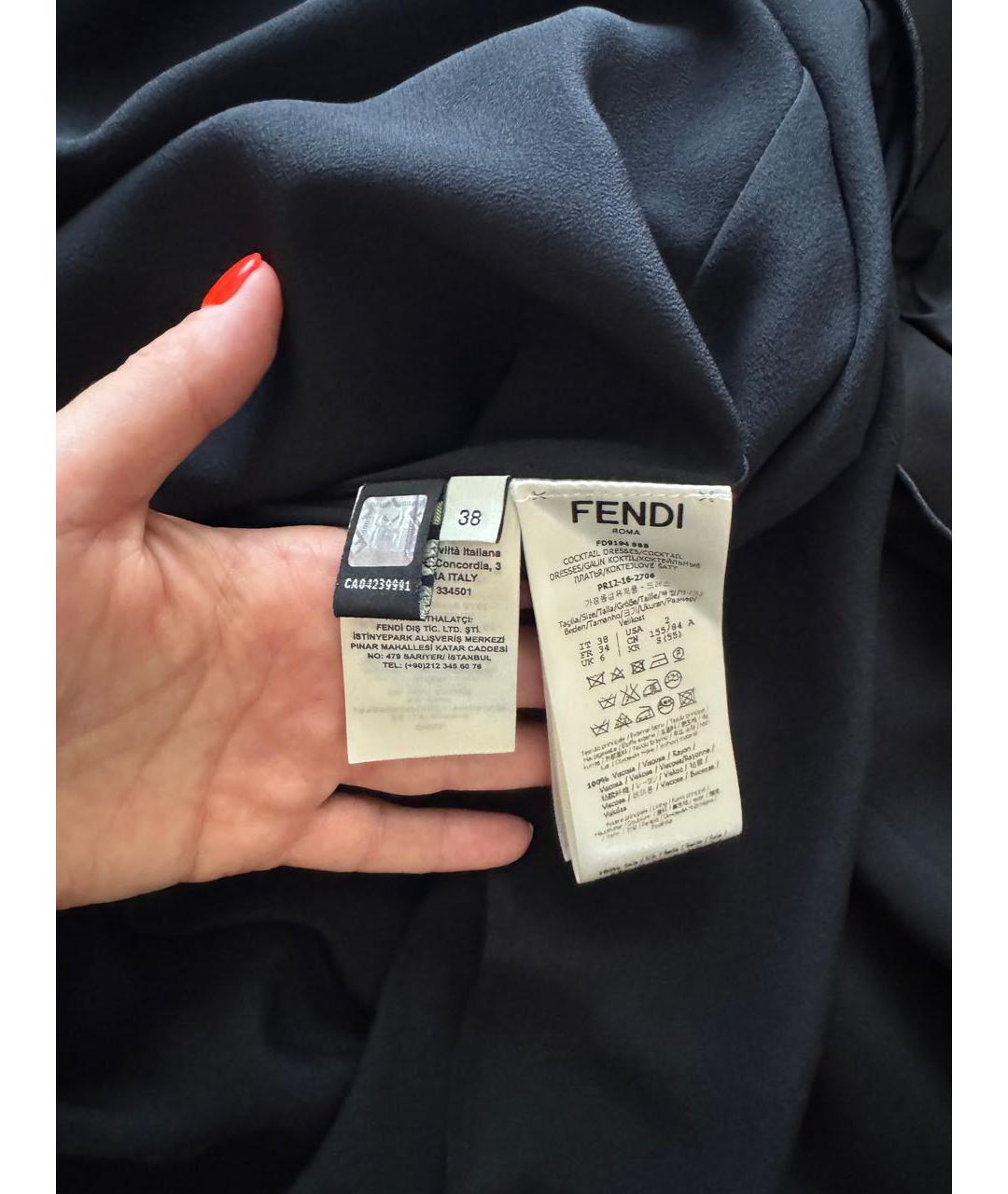 FENDI Черное шелковое коктейльное платье, фото 3