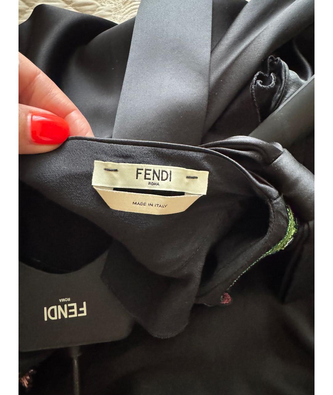 FENDI Черное шелковое коктейльное платье, фото 2