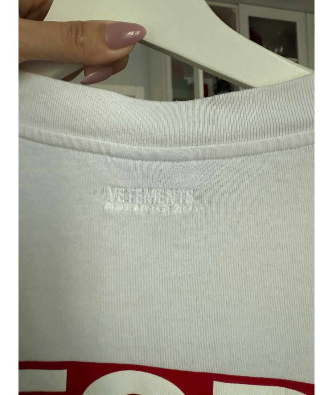 VETEMENTS Белая хлопковая футболка, фото 4