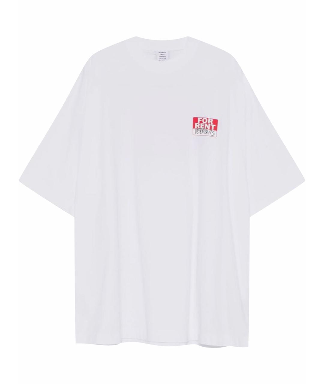 VETEMENTS Белая хлопковая футболка, фото 1