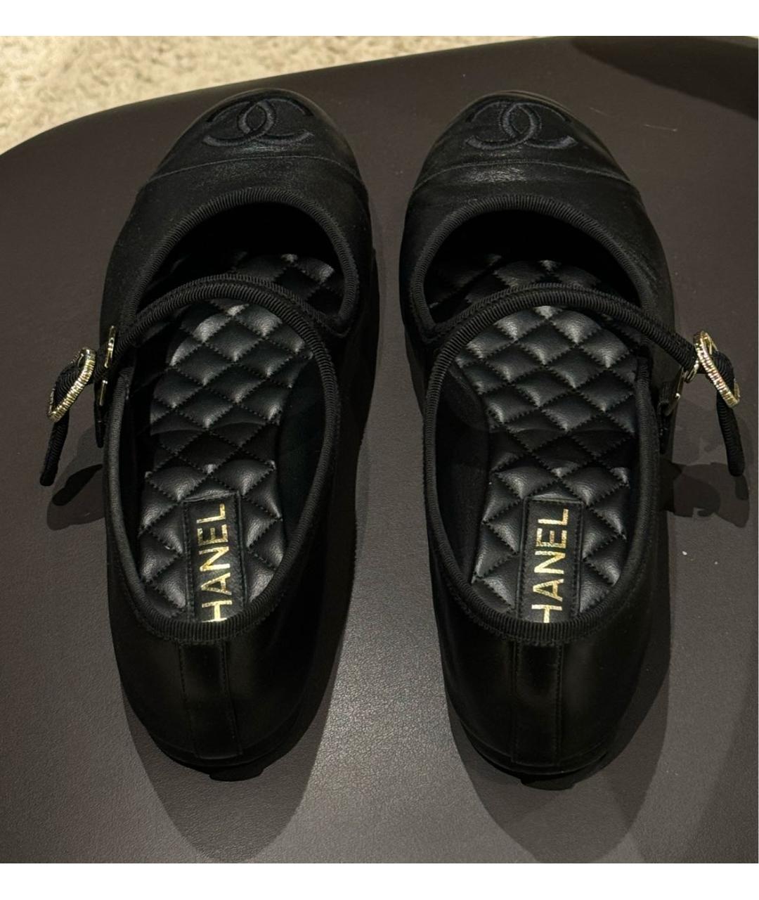 CHANEL Черные кожаные балетки, фото 4