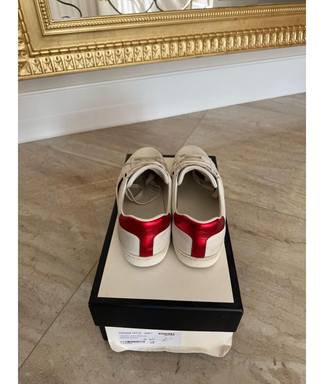 GUCCI Белые кожаные кеды, фото 3