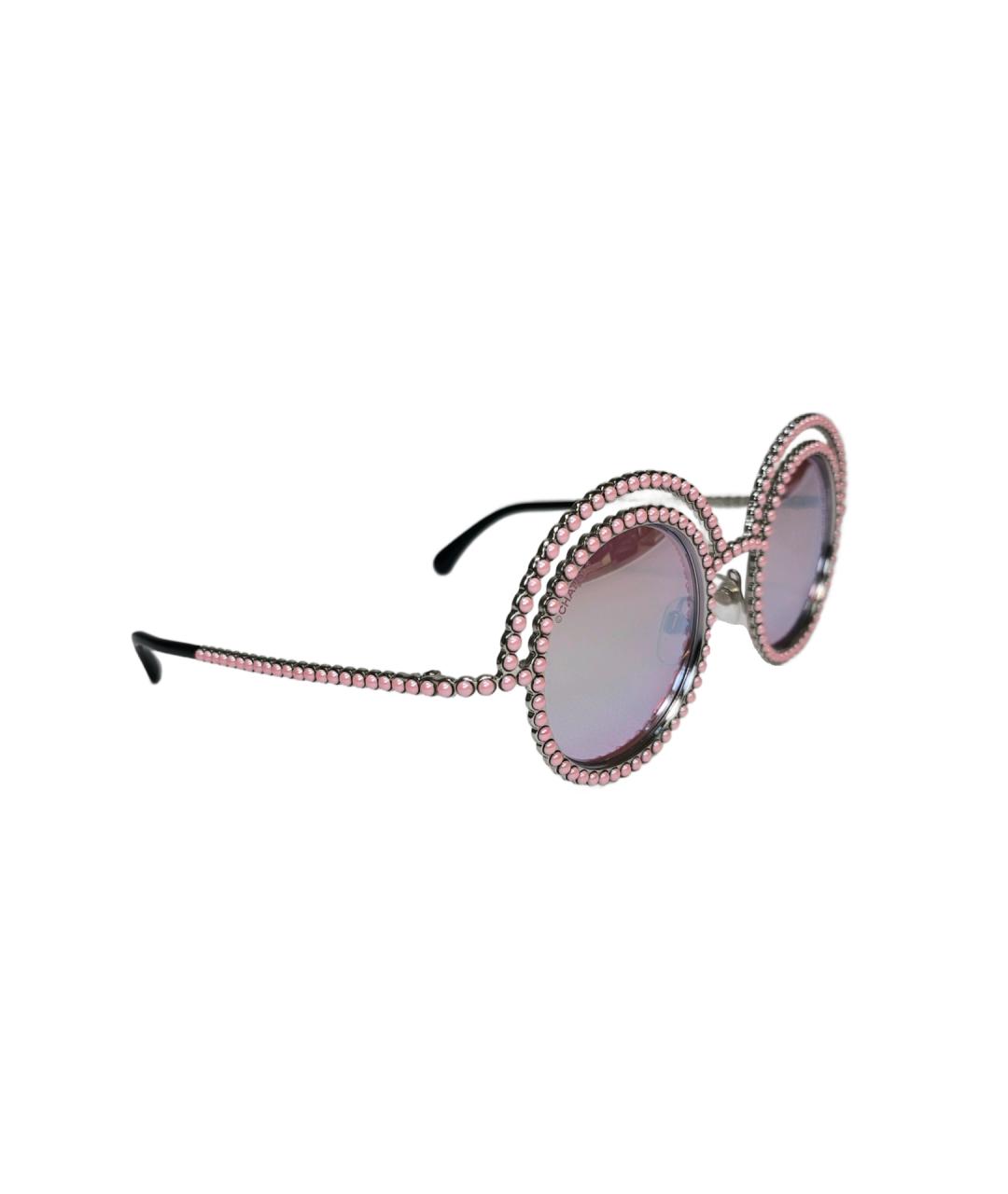 CHANEL Розовые металлические солнцезащитные очки, фото 2