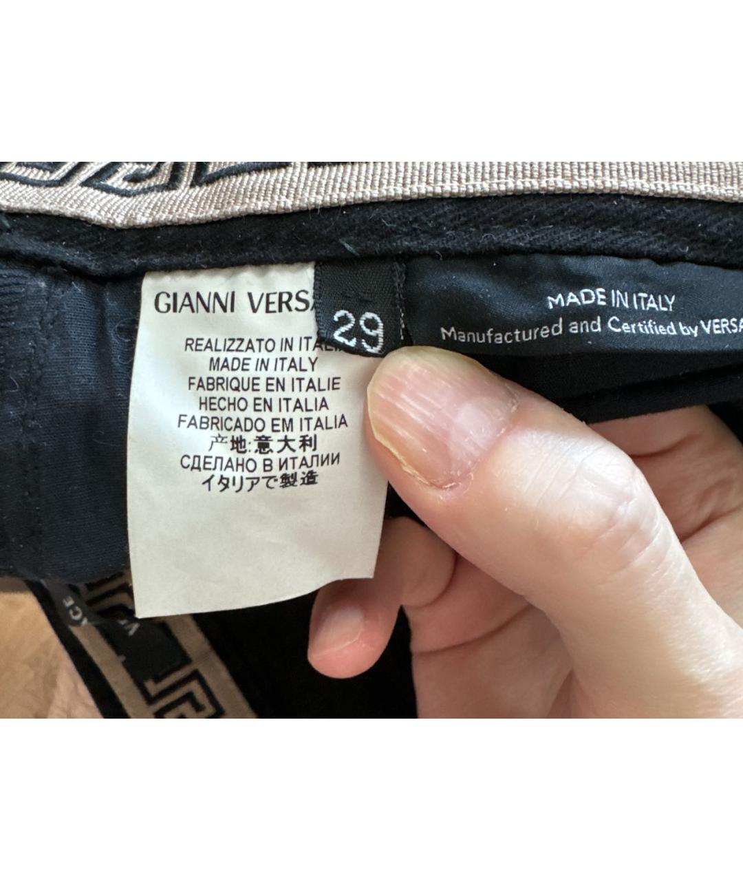 VERSACE Черные хлопко-эластановые джинсы слим, фото 3
