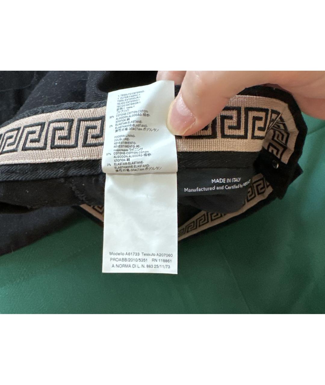 VERSACE Черные хлопко-эластановые джинсы слим, фото 8