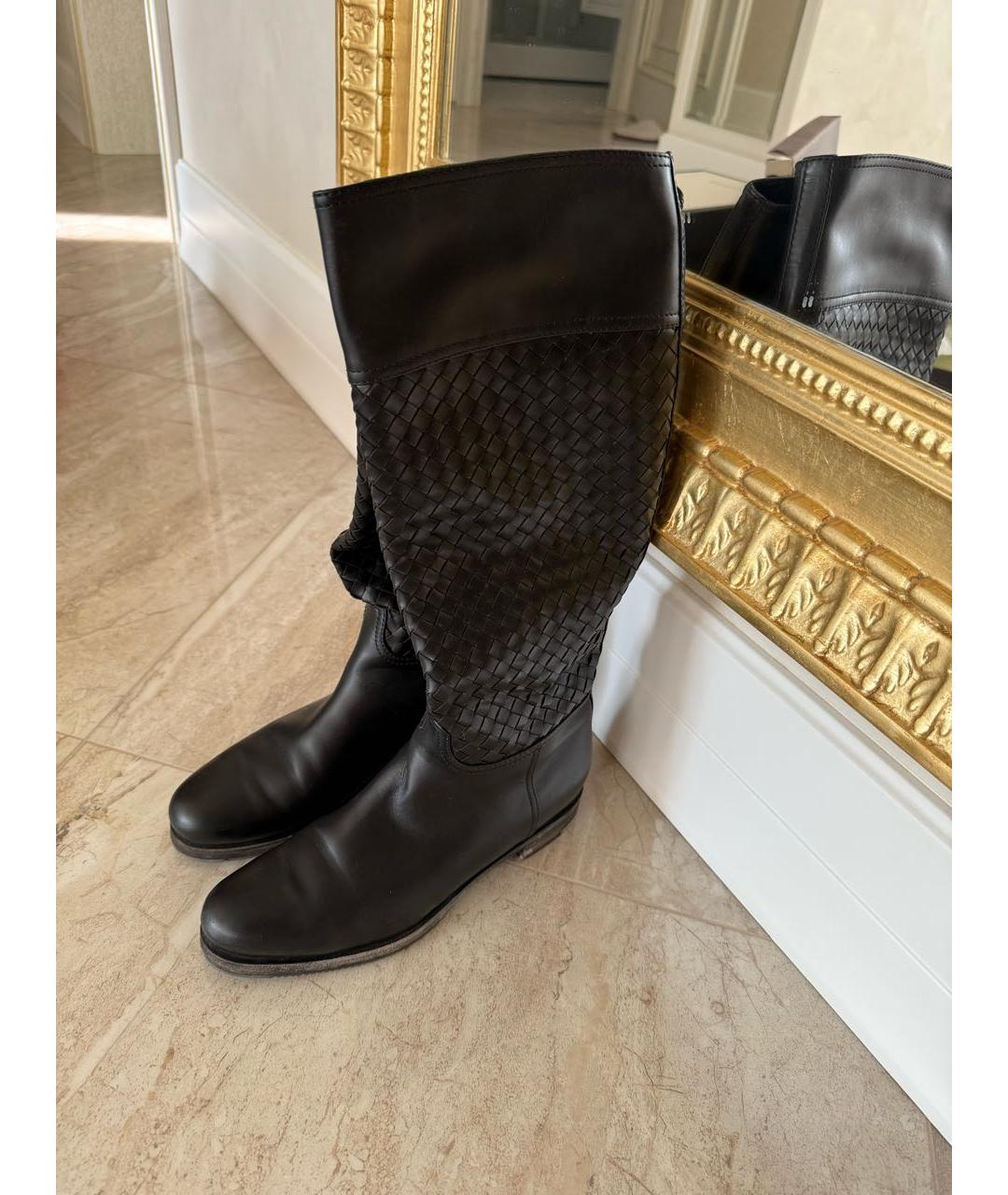 BOTTEGA VENETA Черные кожаные сапоги, фото 6