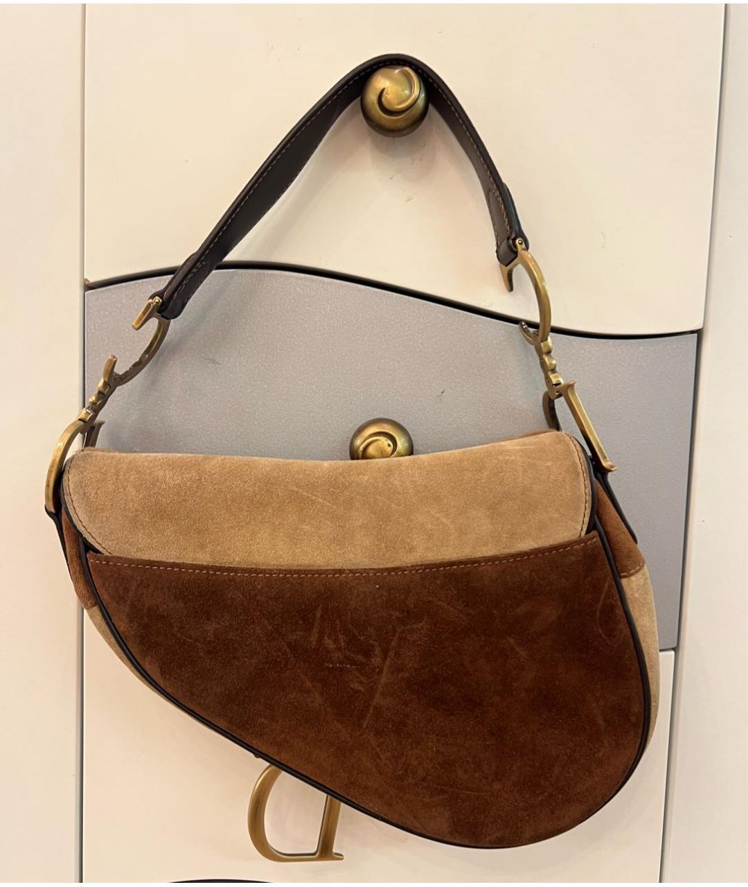 CHRISTIAN DIOR Коричневая замшевая сумка с короткими ручками, фото 3