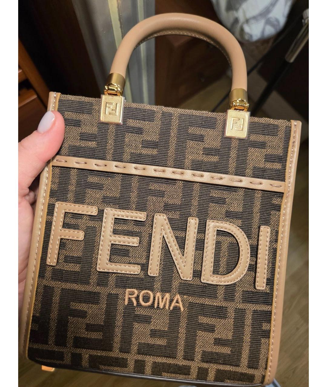 FENDI Коричневая кожаная сумка через плечо, фото 6