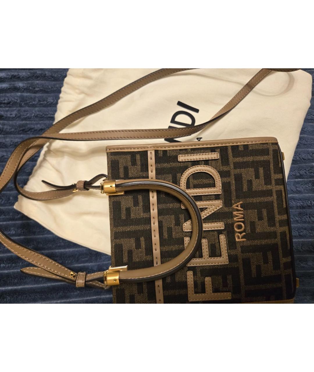 FENDI Коричневая кожаная сумка через плечо, фото 4