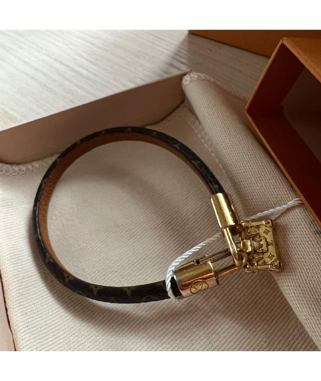 LOUIS VUITTON Коричневый кожаный браслет, фото 5