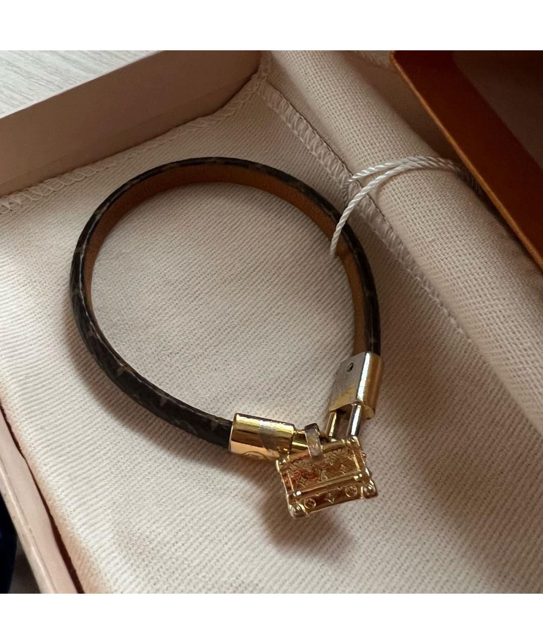 LOUIS VUITTON Коричневый кожаный браслет, фото 4