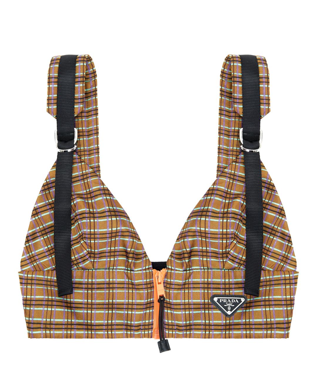 PRADA Коричневая полиамидовая майка, фото 1